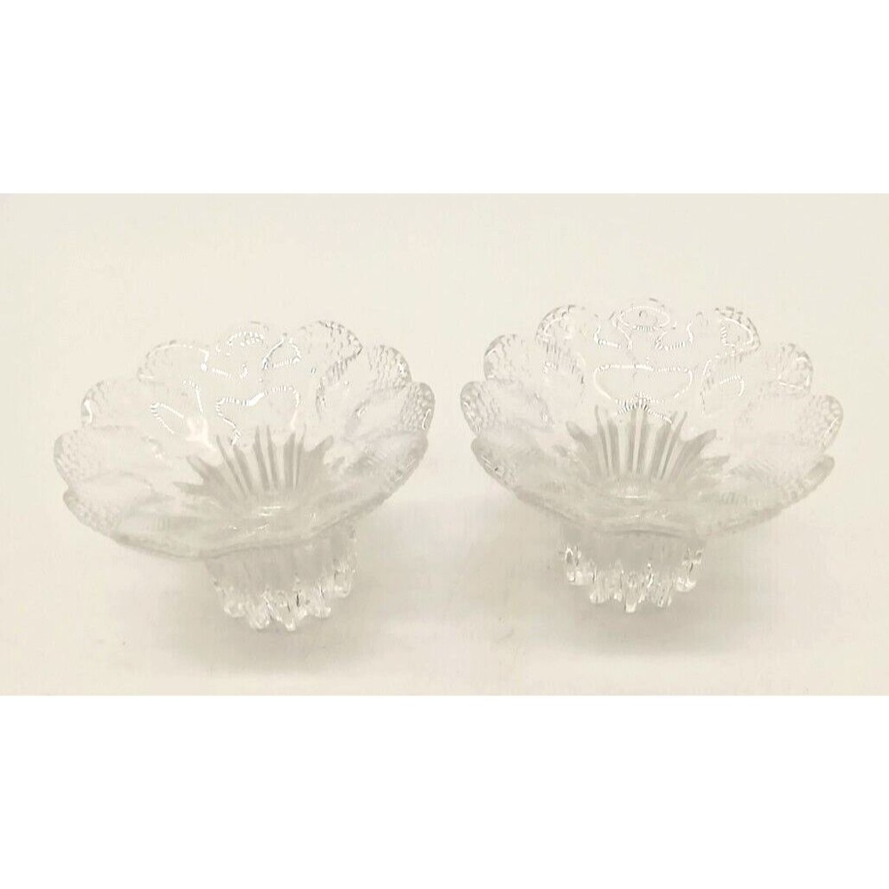 Vintage Lausitzer Clear Crystal Medea Pattern Set Of 2 Candle Holders Germany